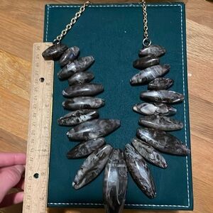 Grey stone gold chain statement necklace